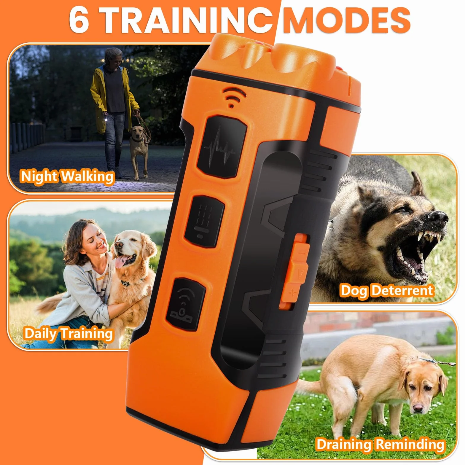 Appareil de Dissuasion à Ultrasons pour Chien, 3 Modes Anti-Aboiement, Portée 10M avec Lampe de Poche