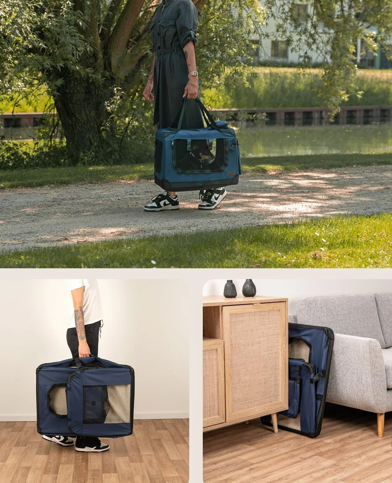 Lionto Caisse de Transport Pliable pour Chien Chat 50x34x36 cm Tissu Oxford Robuste