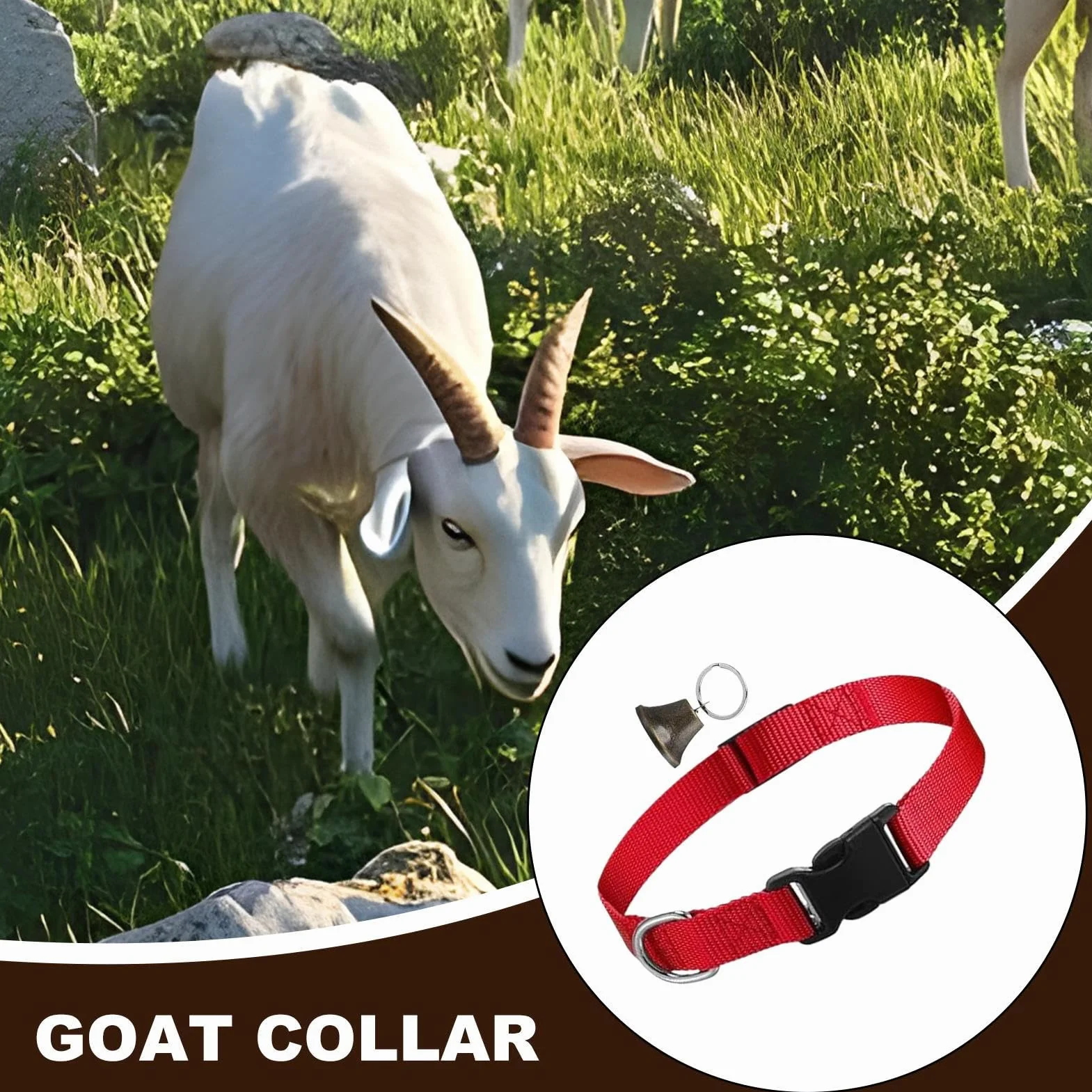 Collier de Chèvre Réglable en Nylon pour Mouton, Cloche d'Alpage Sonore Anti-Perdition pour Vaches, Chèvres