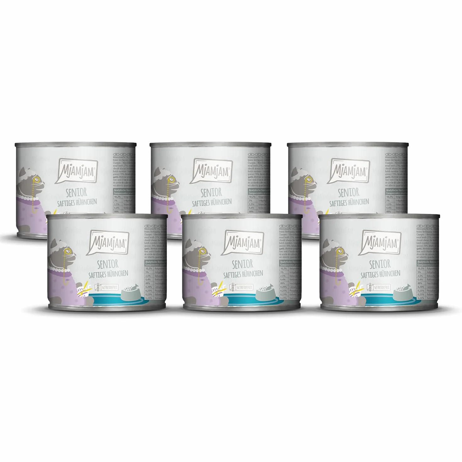 MjAMjAM - Premium Nourriture Humide pour Chats - Senior - Poulet juteux, Paquet de 6 (6x200g), sans céréales