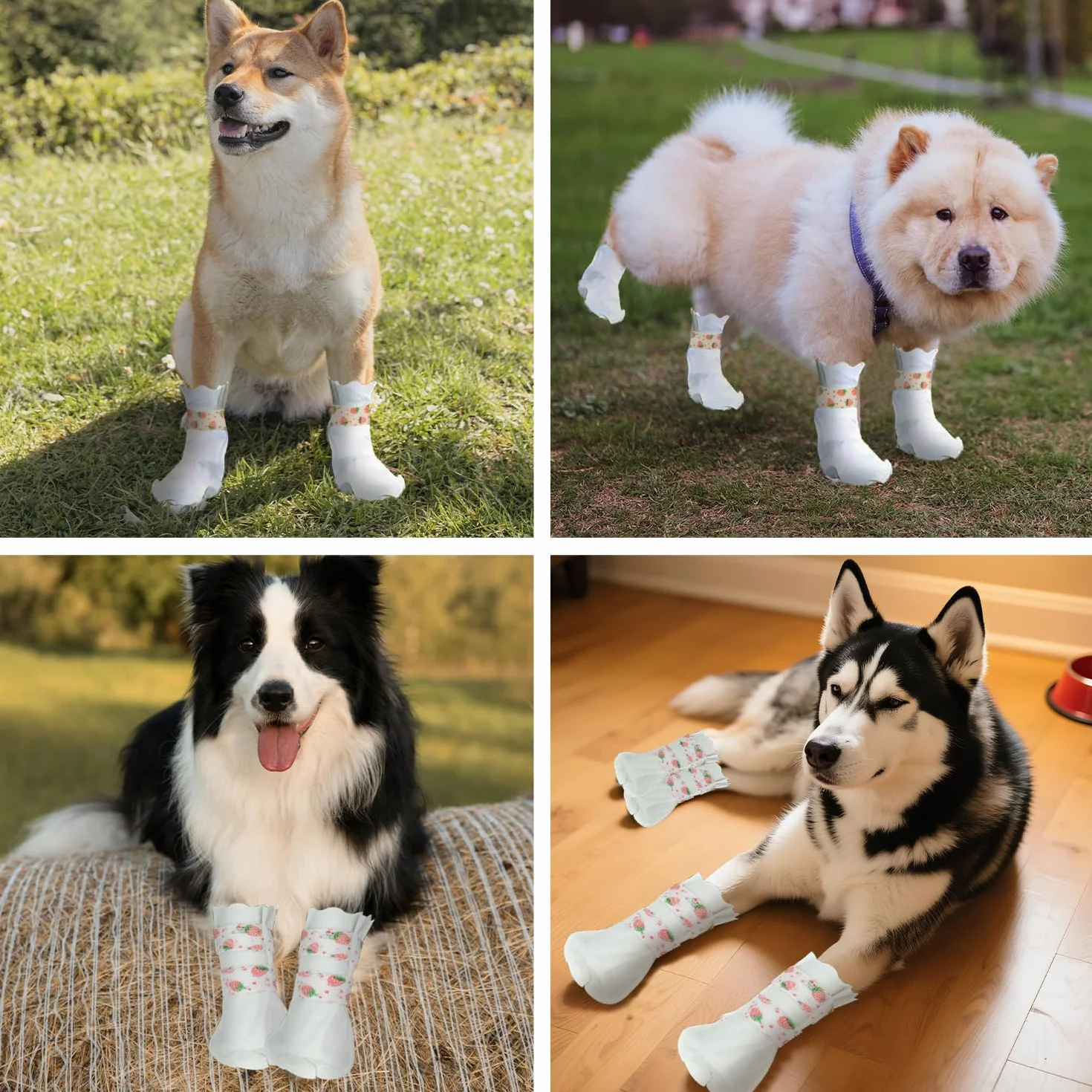 Bottes jetables pour Chien Lot de 20, Bandages Pattes imperméables avec Auto-adhésif (L 17-30 kg)