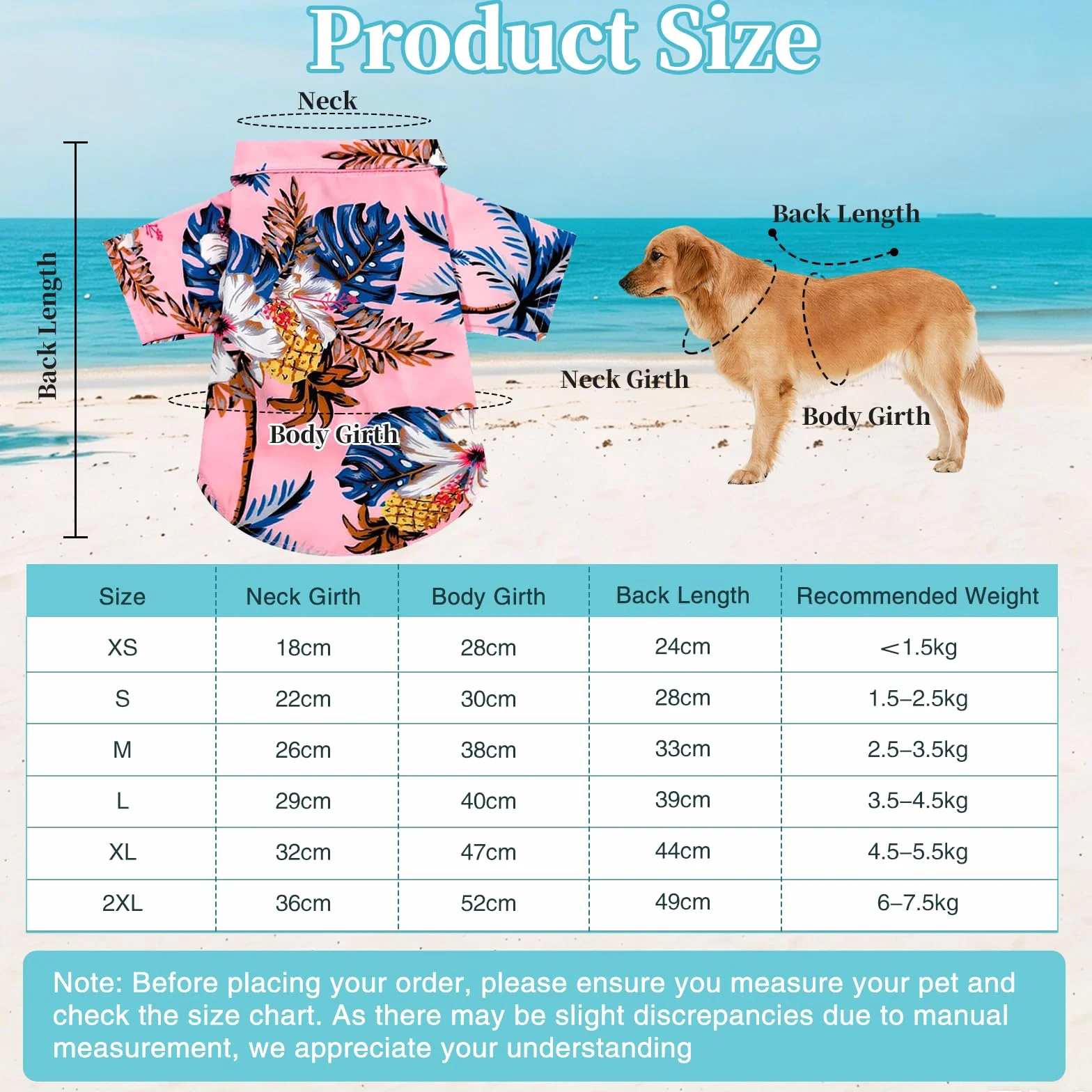 Chemise Hawaïenne pour Chien T Shirt Été Chiens Vêtement Chien Été Polo XS