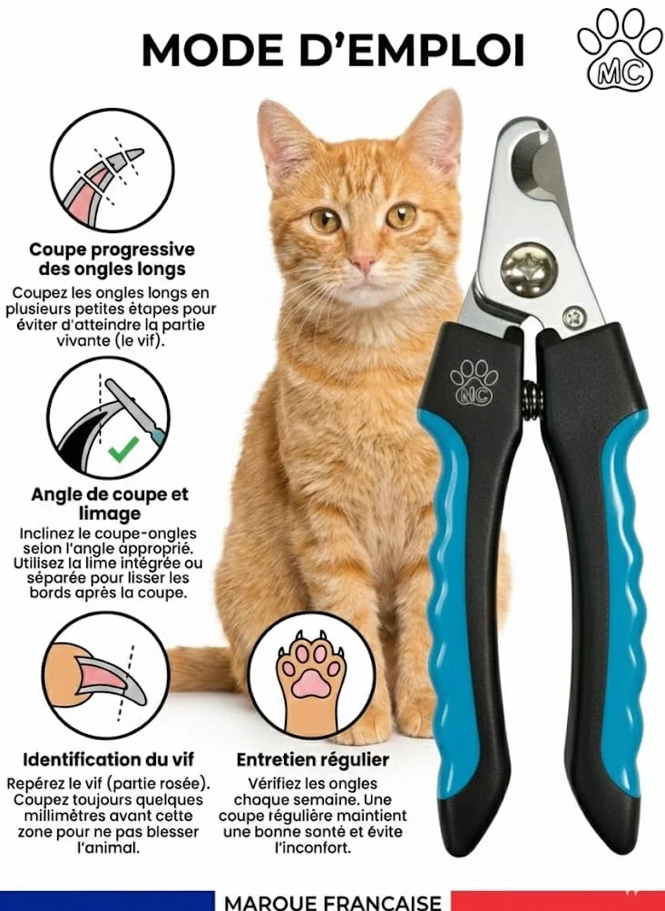 Coupe-Griffes Chien Chat Lapin Silencieux avec Lime à Ongles Incluse - Acier Inoxydable Antirouille