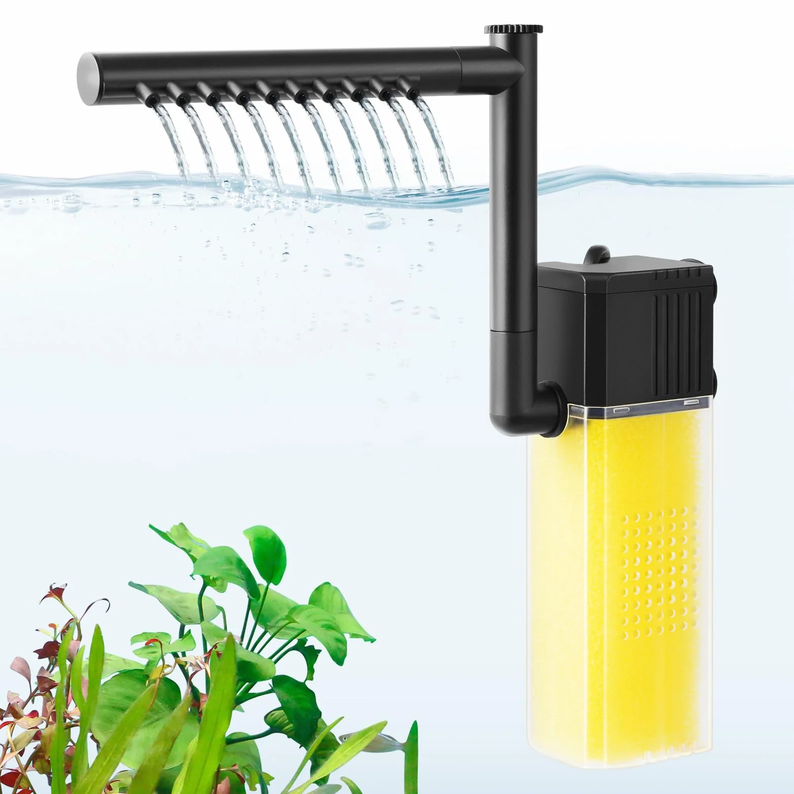 FEDOUR Filtre Immersible pour Aquarium 8W 16W Silencieux avec Barre de Pulvérisation 15-300L