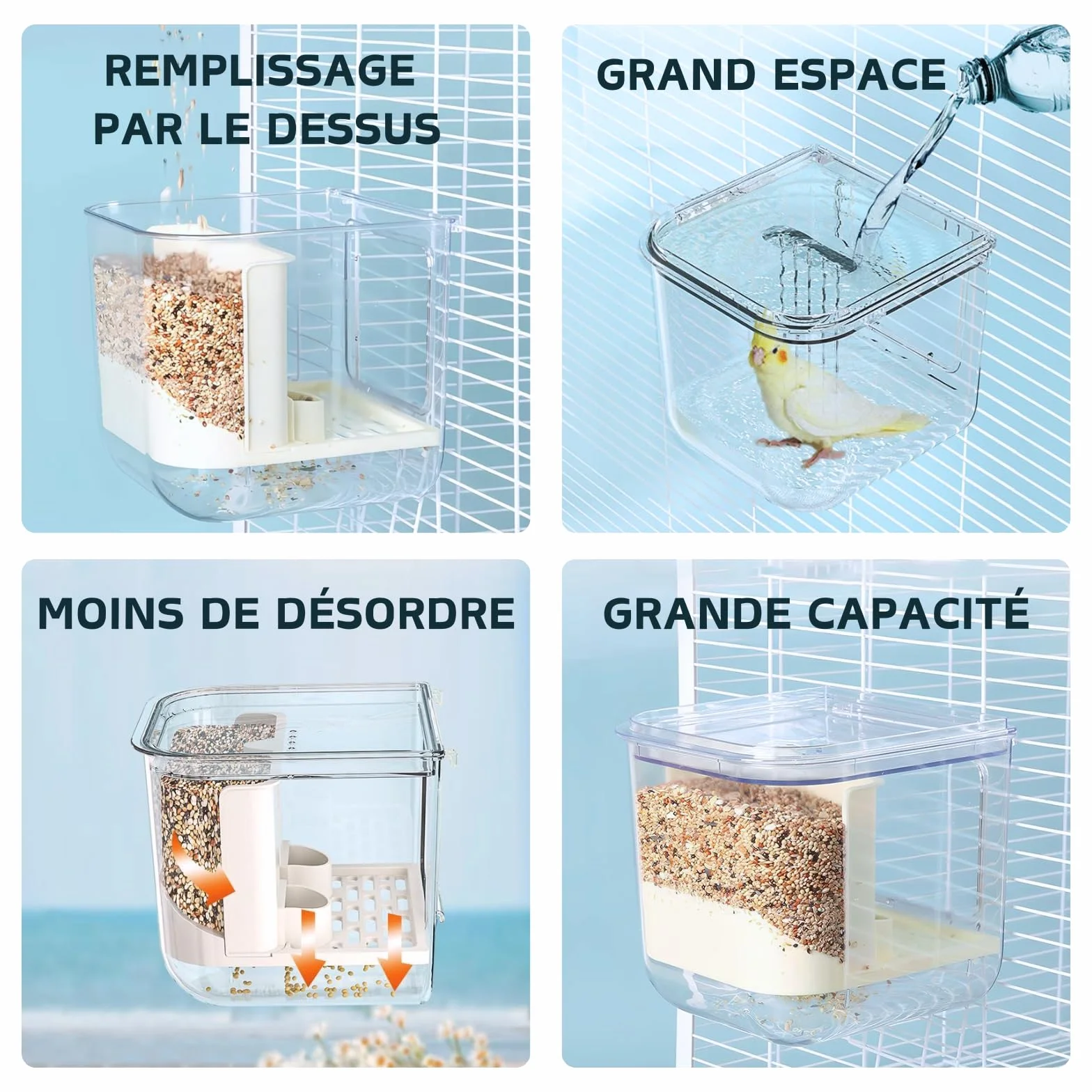 Bain d'oiseaux suspendu pour cage petite et moyenne taille perroquets inséparables pinsons perruches
