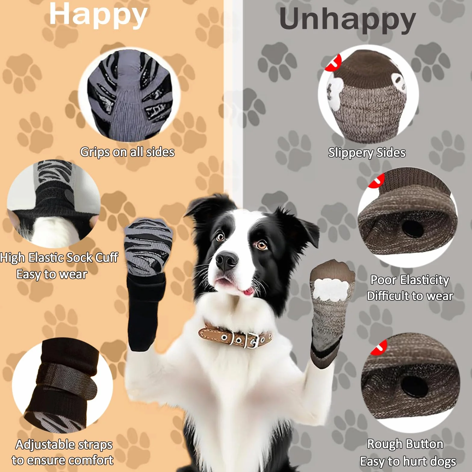 Chaussettes Anti-léchage pour Chiens Antidérapant Imperméable Taille Moyenne et Grande 2 Paires