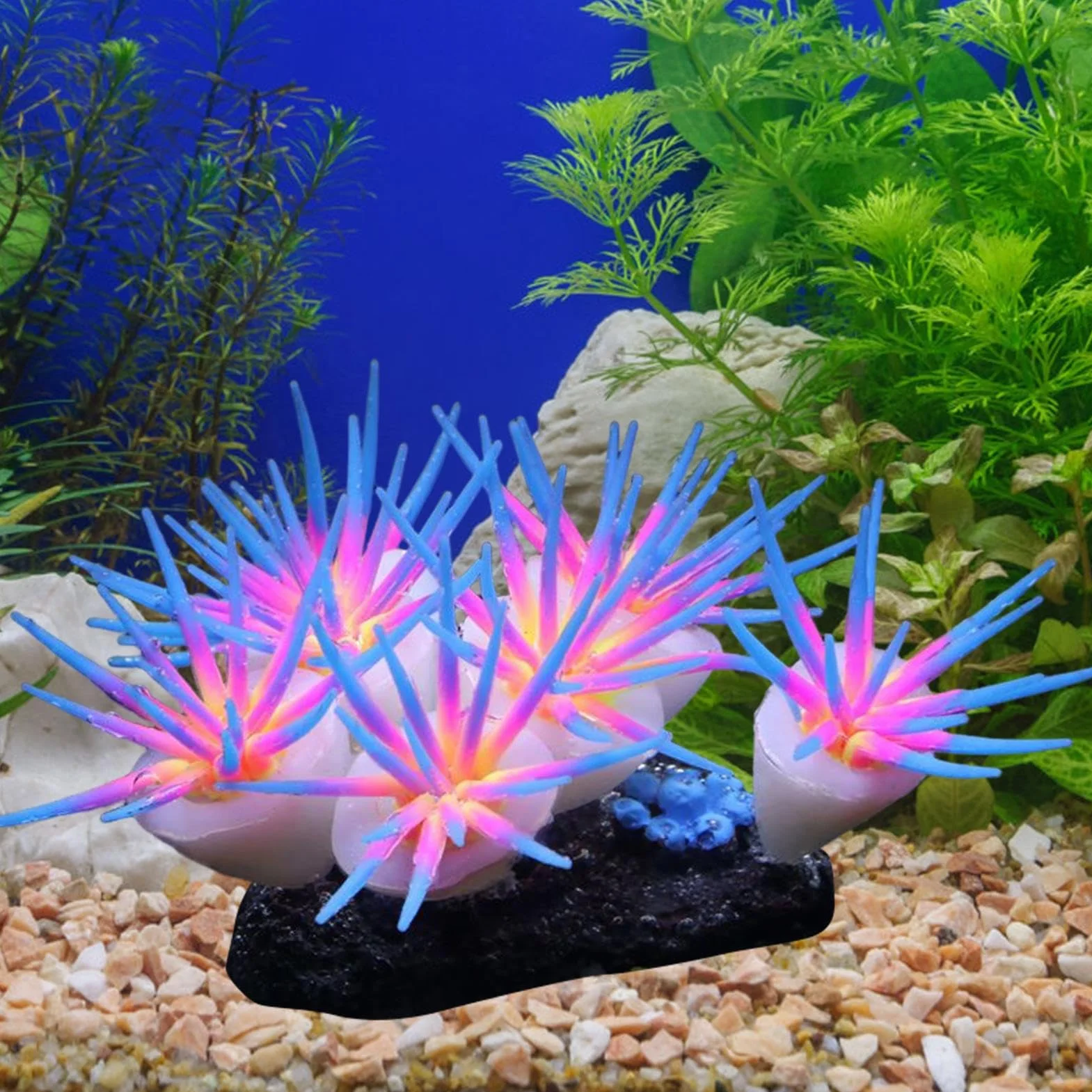 Générique Fish Tank Glowing Coral Ornaments Silicone Soft Coral Decorations 3.94x2.36in Artificial Luminous Aquarium Plants Freshwater