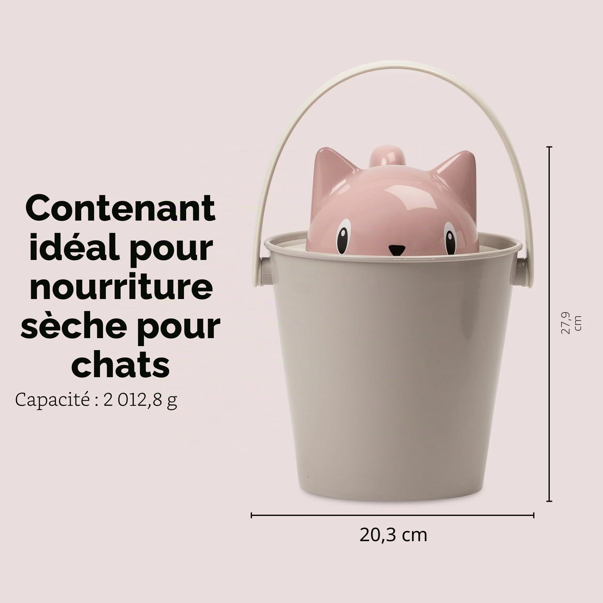 United Pets Crick Seau à Croquettes pour Chats Rose Gris Cuillère Mesure Incluse