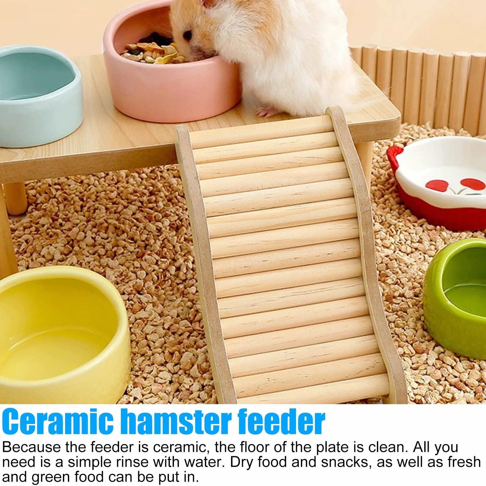 Gamelle anti-morsure pour hamsters et cochons d'Inde - Lot de 4 bols en céramique