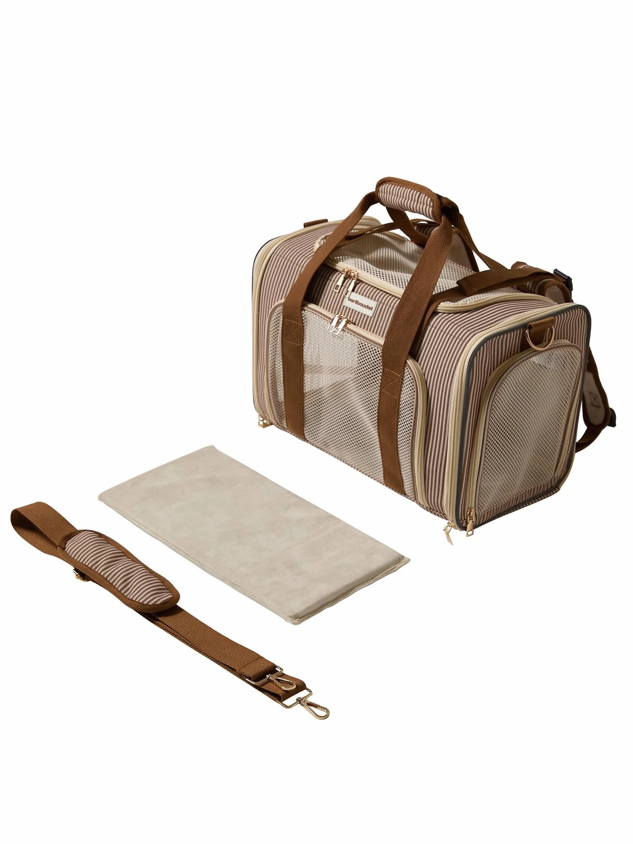 VERTBAUDET Sac à Dos Transport Animal rayé Beige