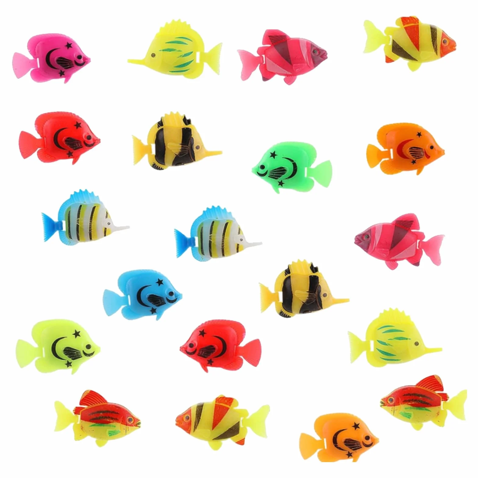 20 Pièces Poissons Artificiels en Plastique pour Aquarium, Ornement Réaliste, Faveurs de Fête Thème Marin