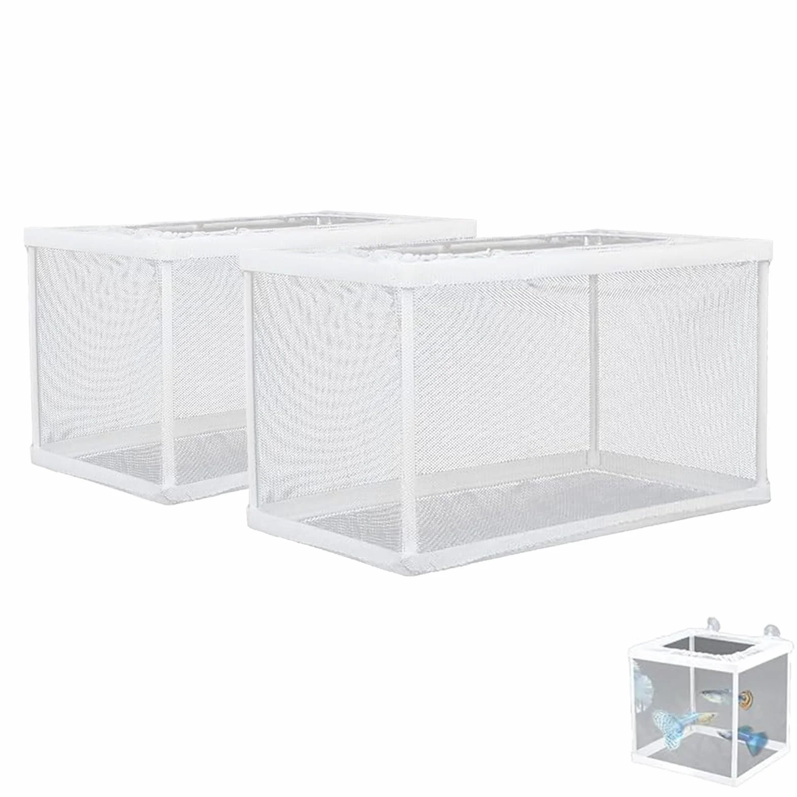 2 Pièces Boîte de Frai, Filet Isolant pour Aquariums, Incubateur de Poissons d'aquarium, Convient pour Les Aquariums, Isoler Les Semis et Soutenir l'incubation et la Reproduction (Blanc)