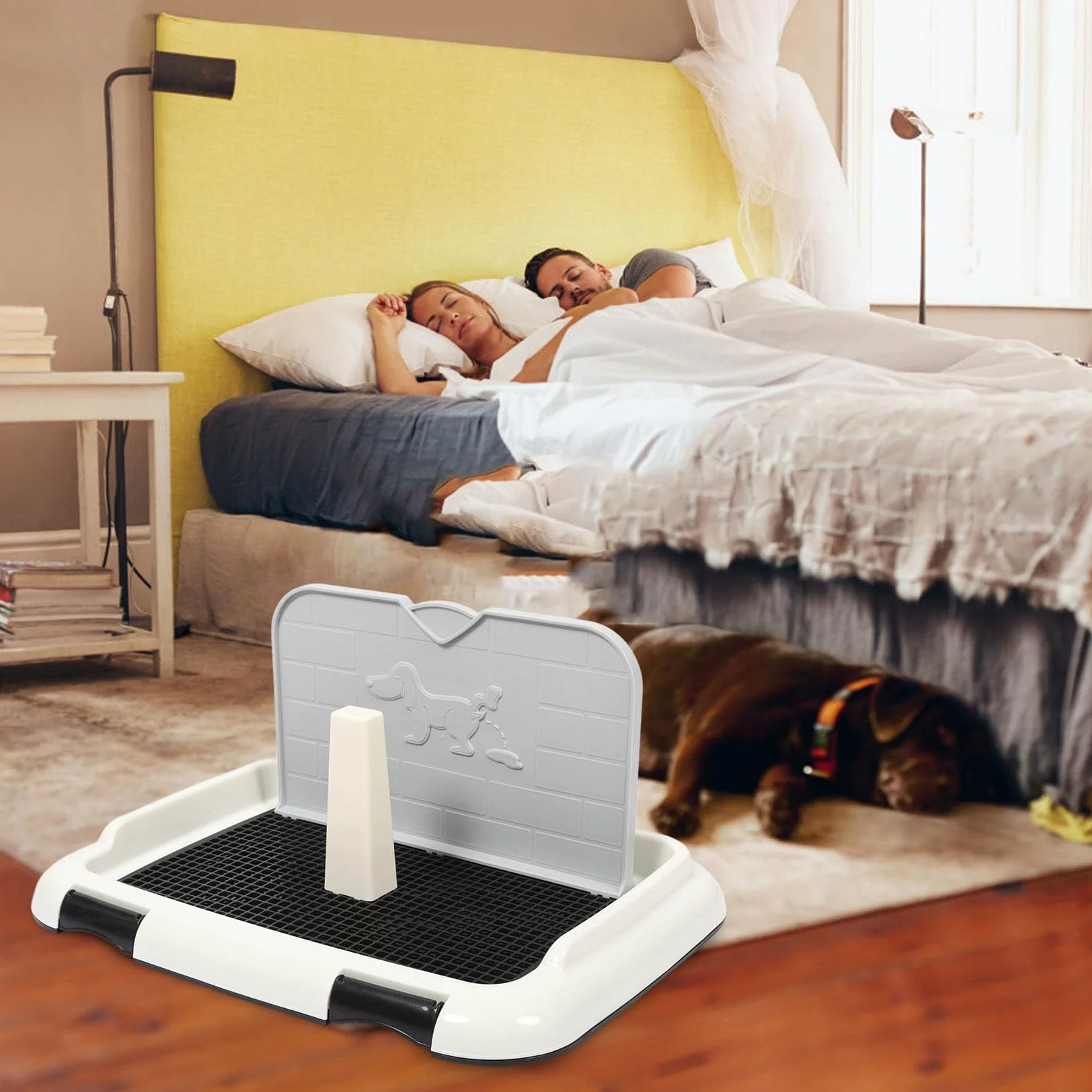 FOMIYES Toilette pour Chien Antidérapante, Bac D’apprentissage Propreté pour Chiot, Plastique Robuste, Petite Taille Mur, Intérieur et Apprentissage Propreté