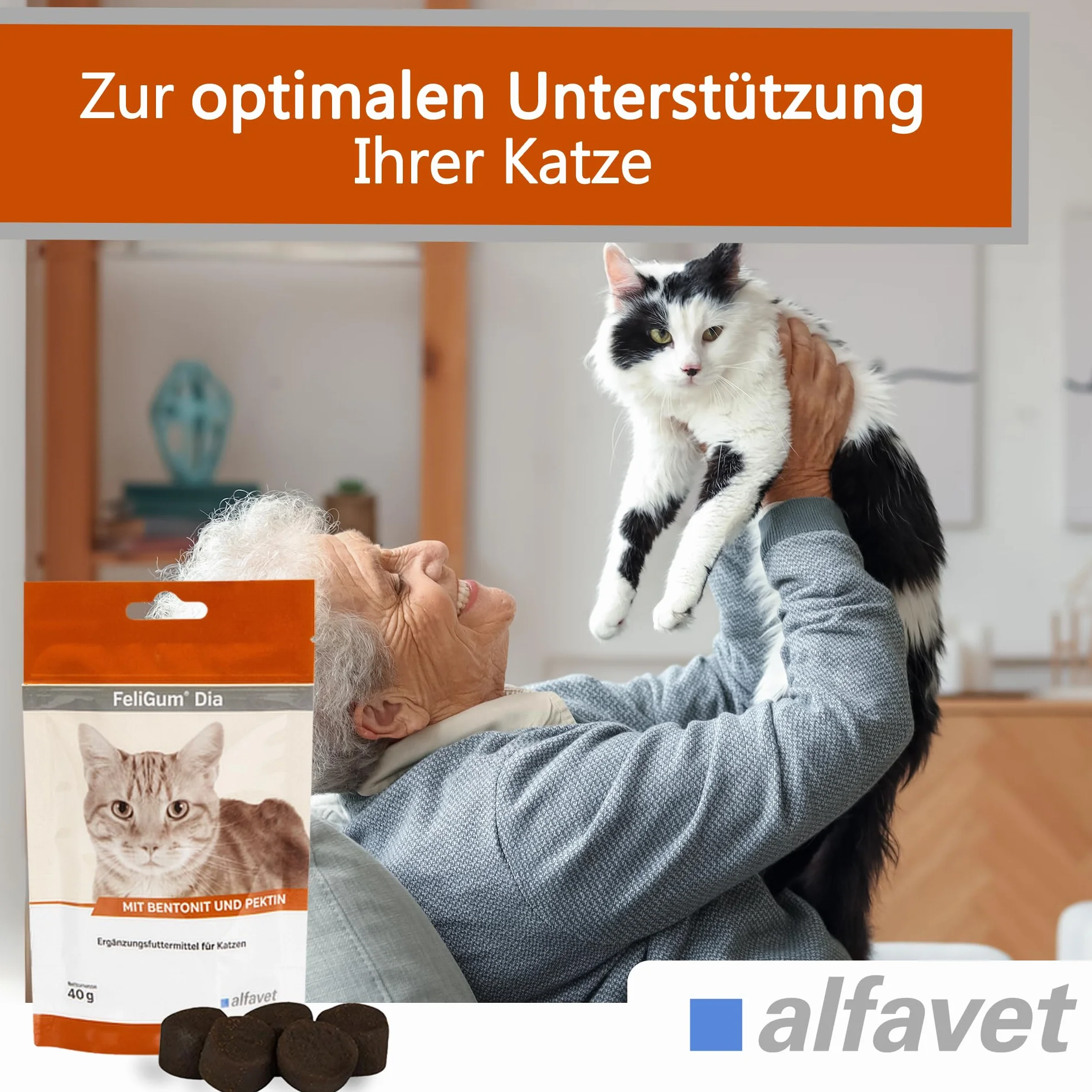 Alfavet FeliGum Dia complément alimentaire diarrhée chats pastilles à mâcher 40 g