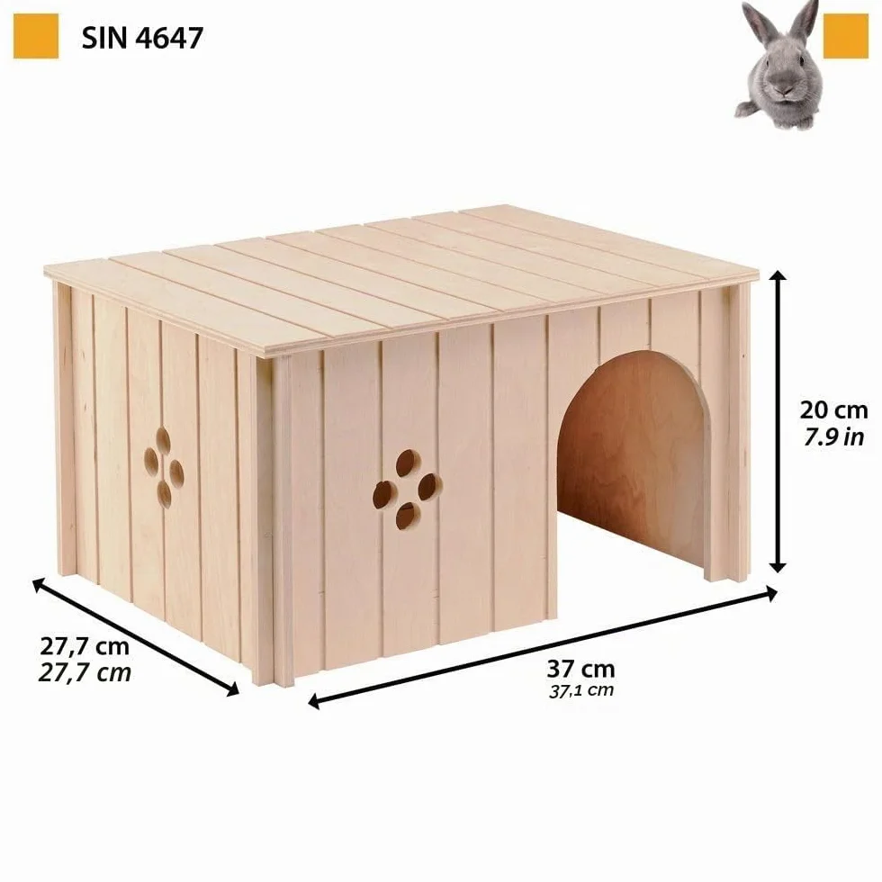 Ferplast Maison en Bois pour Lapins Cochons d'Inde Hamsters Sin 4647 FSC 37x27,7xH20 cm Taille XL