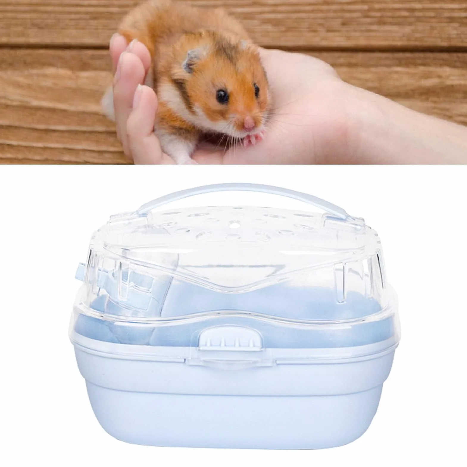 Cage de Transport pour Hamster Portable Voyage Plein Air Bleu crème