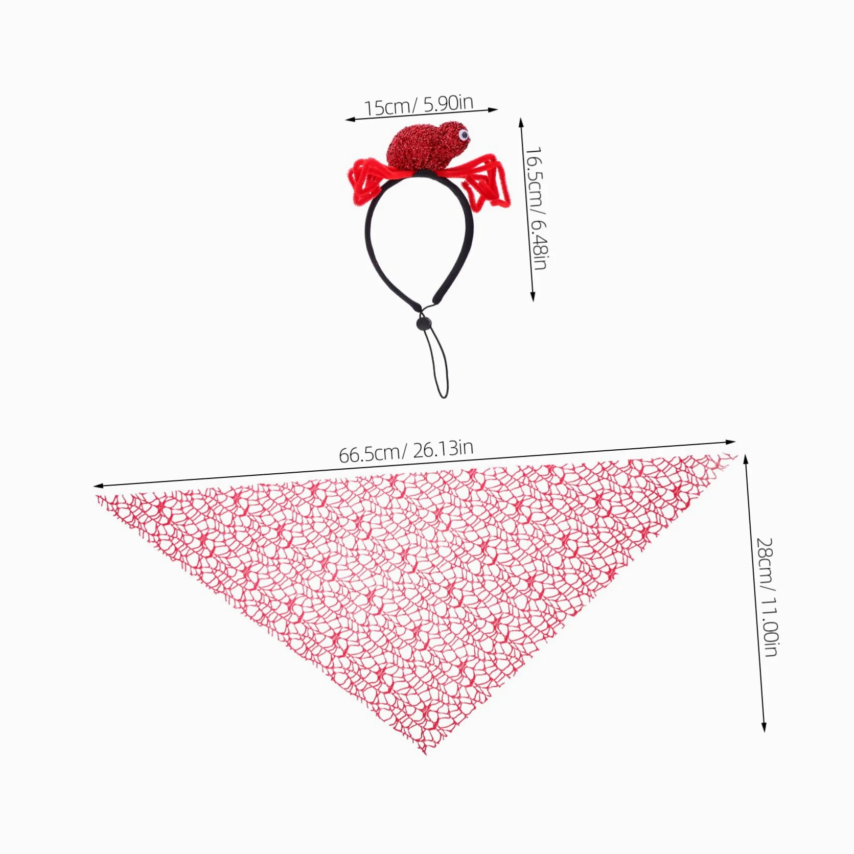 Bandana Mignon pour Chien Halloween, Lot de 2, Polyester Rouge | Bandeau Araignée, Accessoires pour Chiens Halloween, Costume Halloween pour Chien