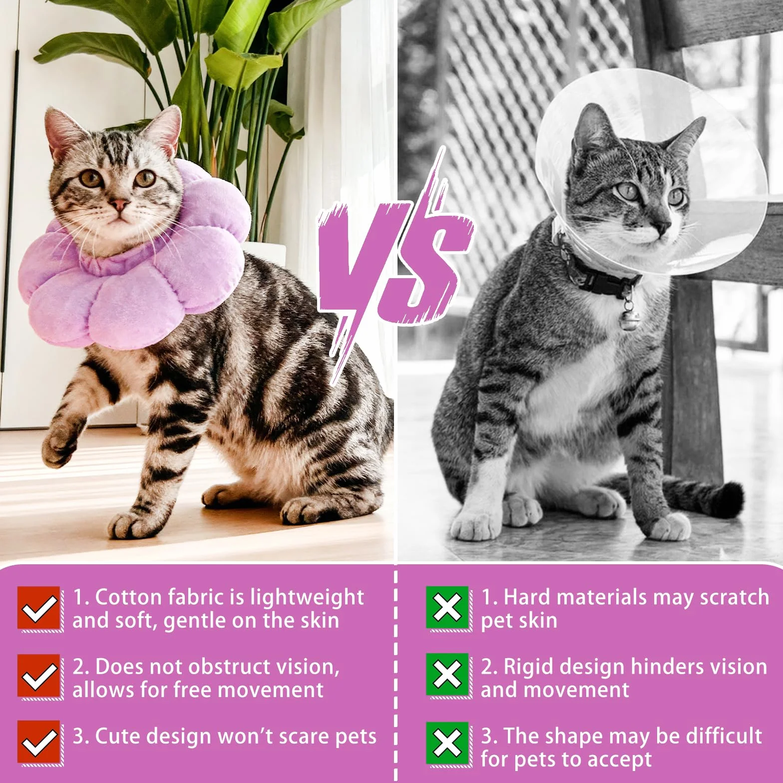 QKURT Colerette Chat Anti Léchage, Doux et Confortable Ajustable Collerettes Chat pour Chatons Anti Lechage Après Chirurgie, Joli Tournesol