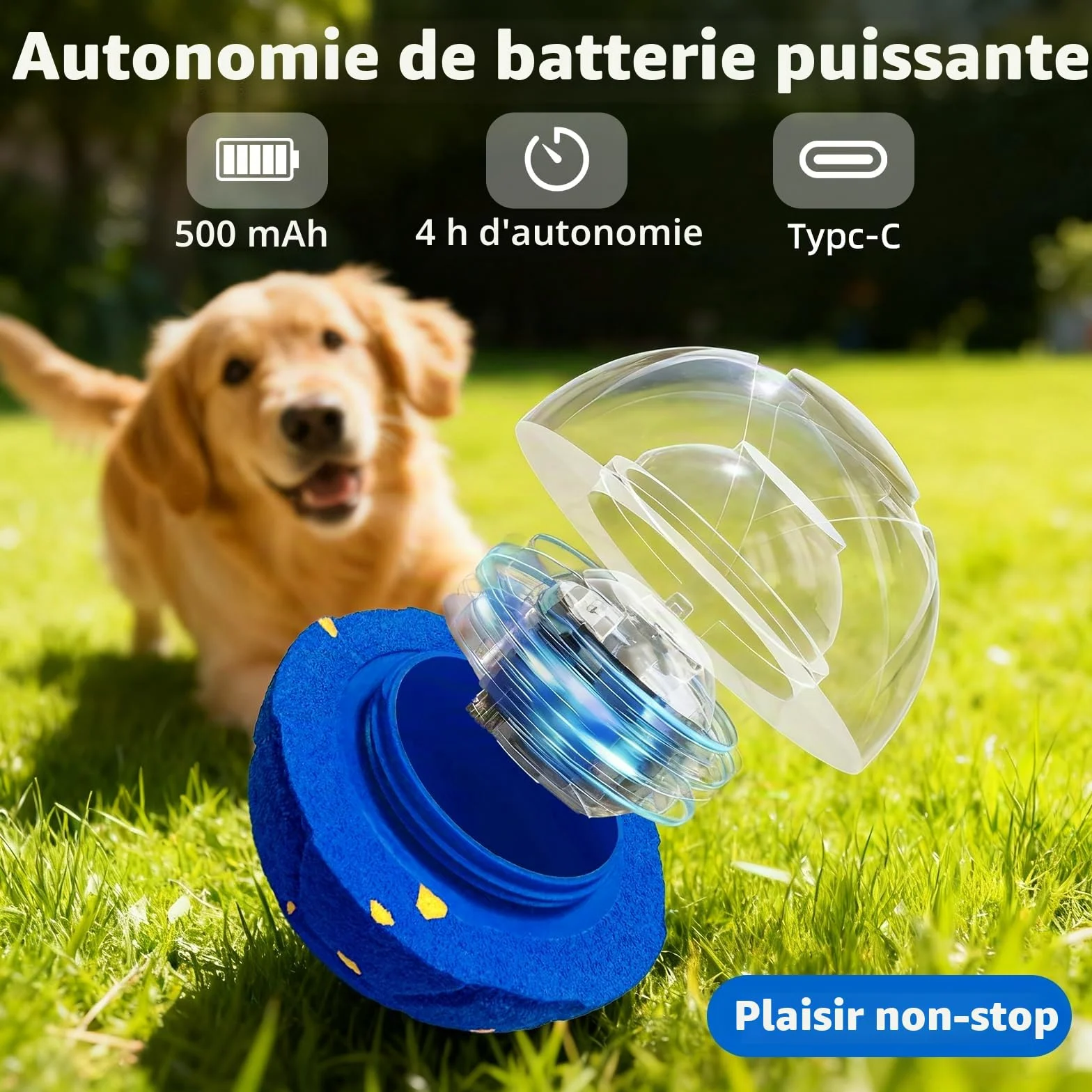 Balles pour Chiens Interactif Intelligente Electrique 3 Modes de Jeu Étanche et Rechargeable pour Chiens de Taille Moyenne et Grande pour Chien est en Caoutchouc Naturel