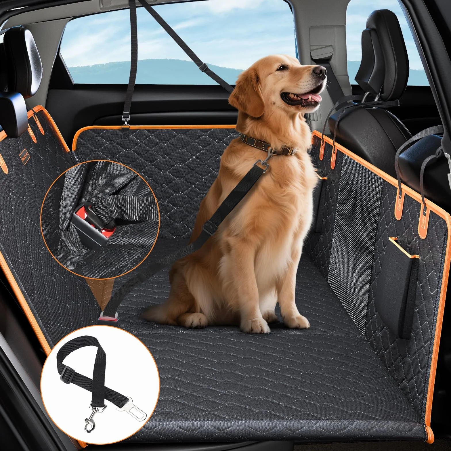 JOEJOY Housse Chien Siège Voiture, Extension Résistant Plaque Base Rigide Hamac Arrière Noir