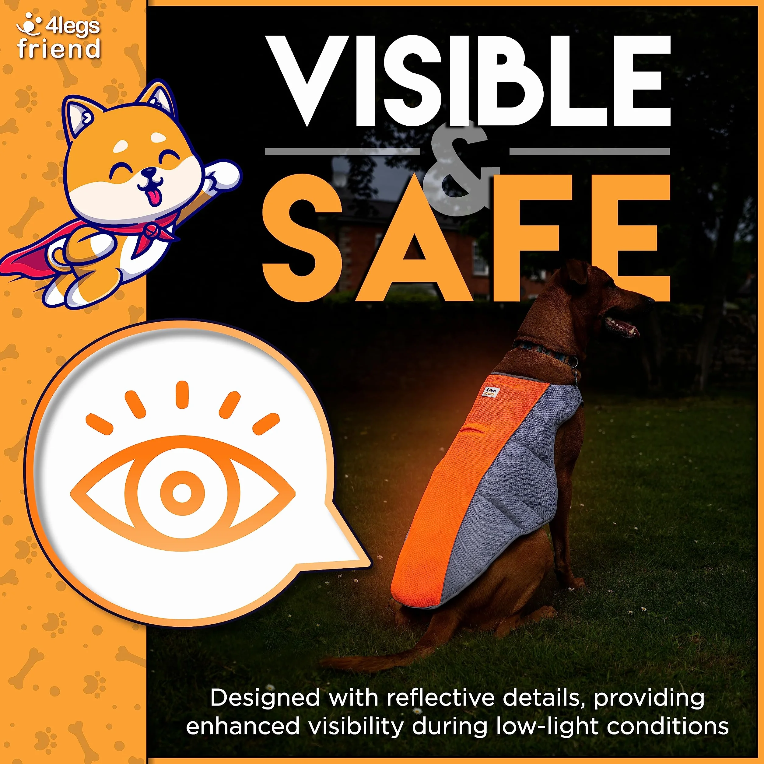 4LegsFriend Gilet Rafraîchissant pour Chien Orange M