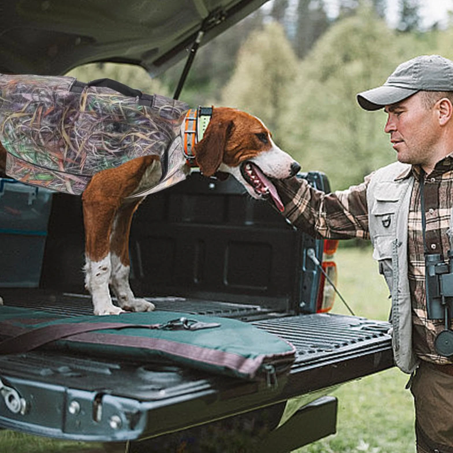 Gilet de Chasse pour Chien Respirant en Néoprène avec Poignée, Harnais de Sécurité Réglable pour Grands Chiens