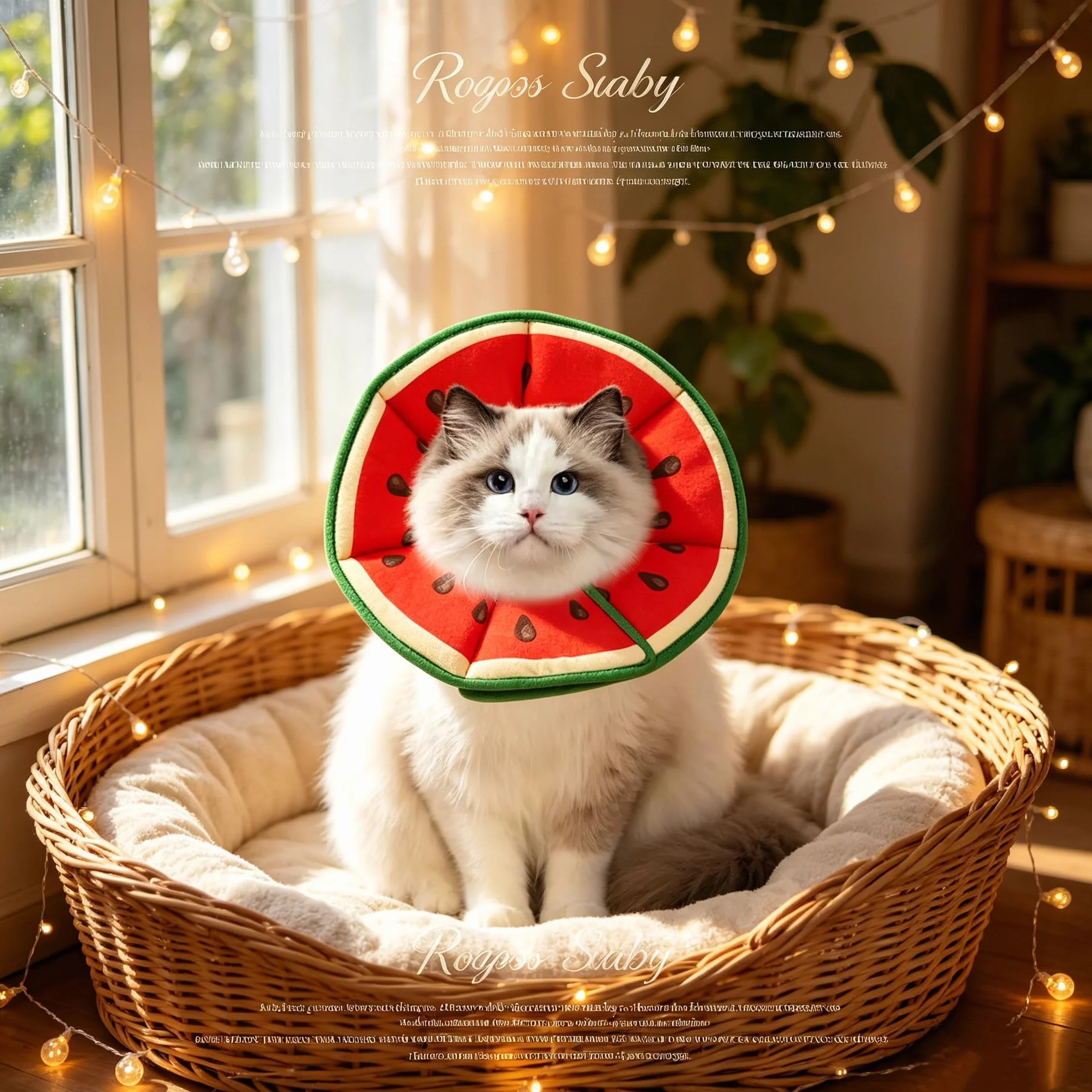 Collerette Chat Anti Léchage Forme Pastèque Douce Récupération Postopératoire Taille M