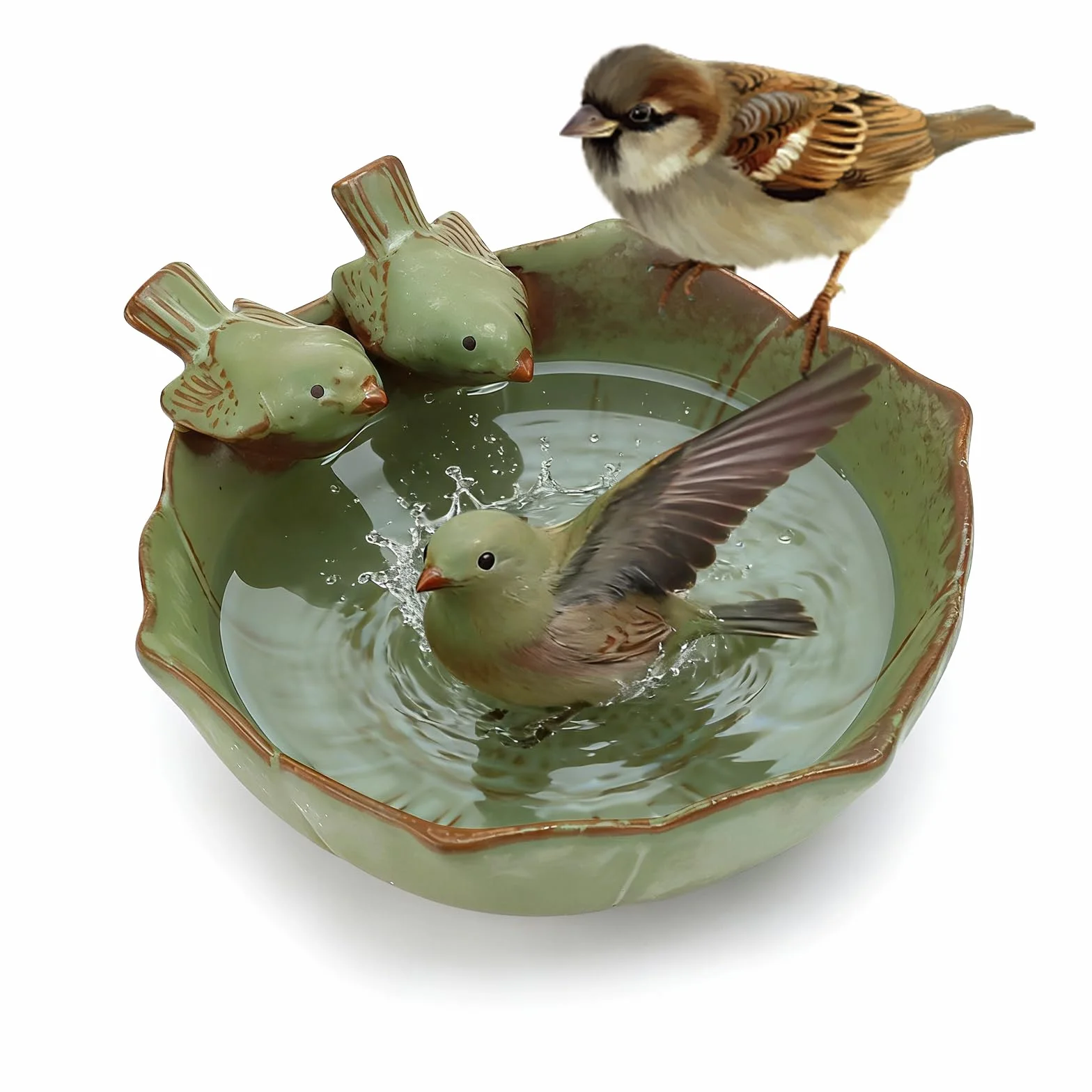 Abreuvoir Oiseaux Céramique Mangeoire Oiseaux Extérieur Bain d'Oiseaux