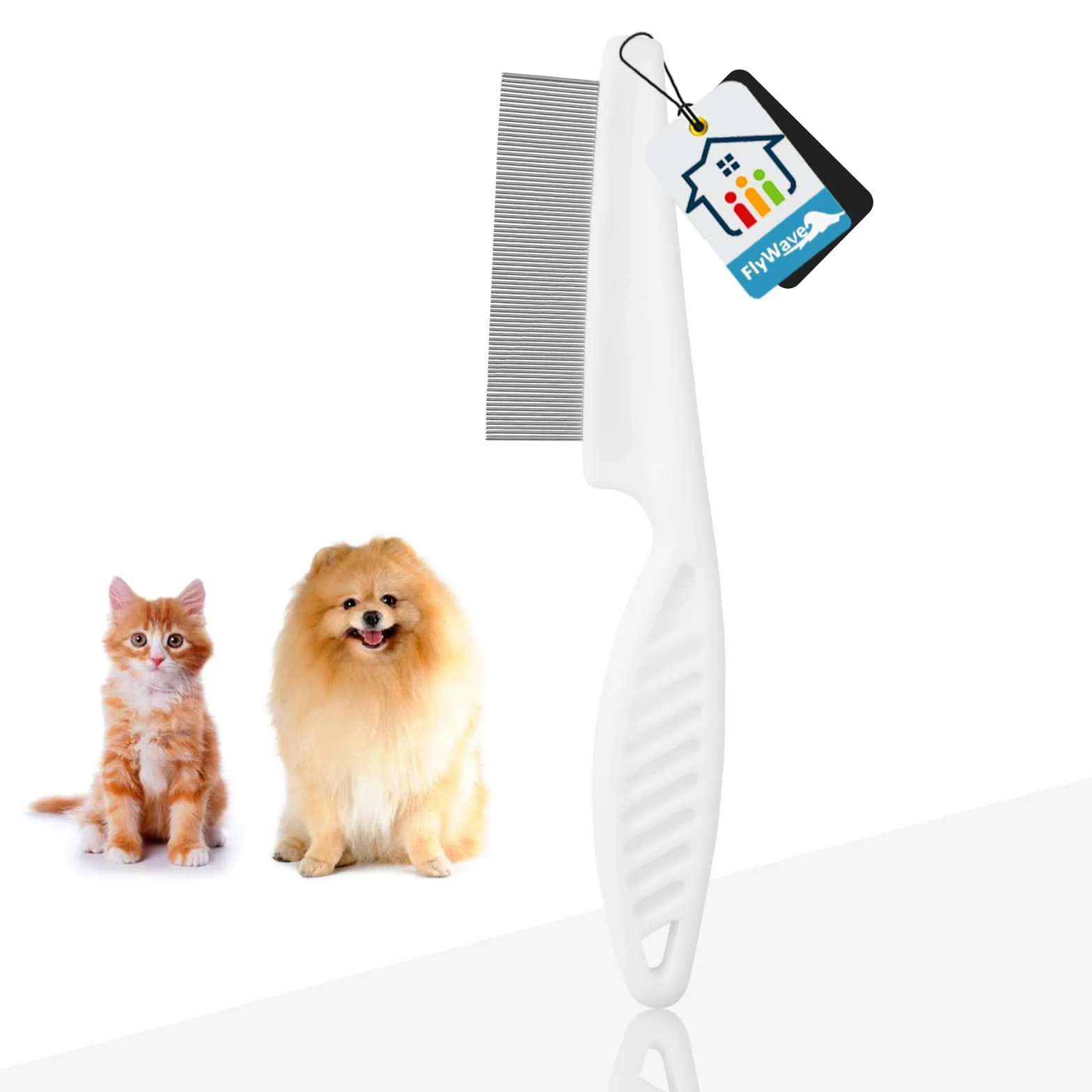 FlyWave Peigne Anti-Puces pour Chien et Chat, Démêle et Nettoie Poils Longs et Courts