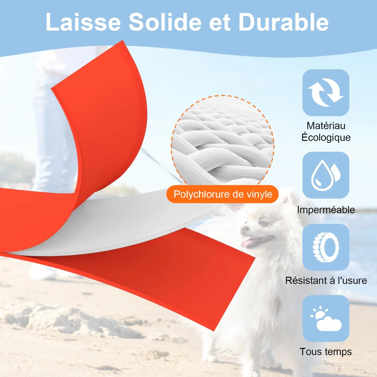 Longe pour Chien 1,8M-30M Laisse de Dressage étanche pour Chiens
