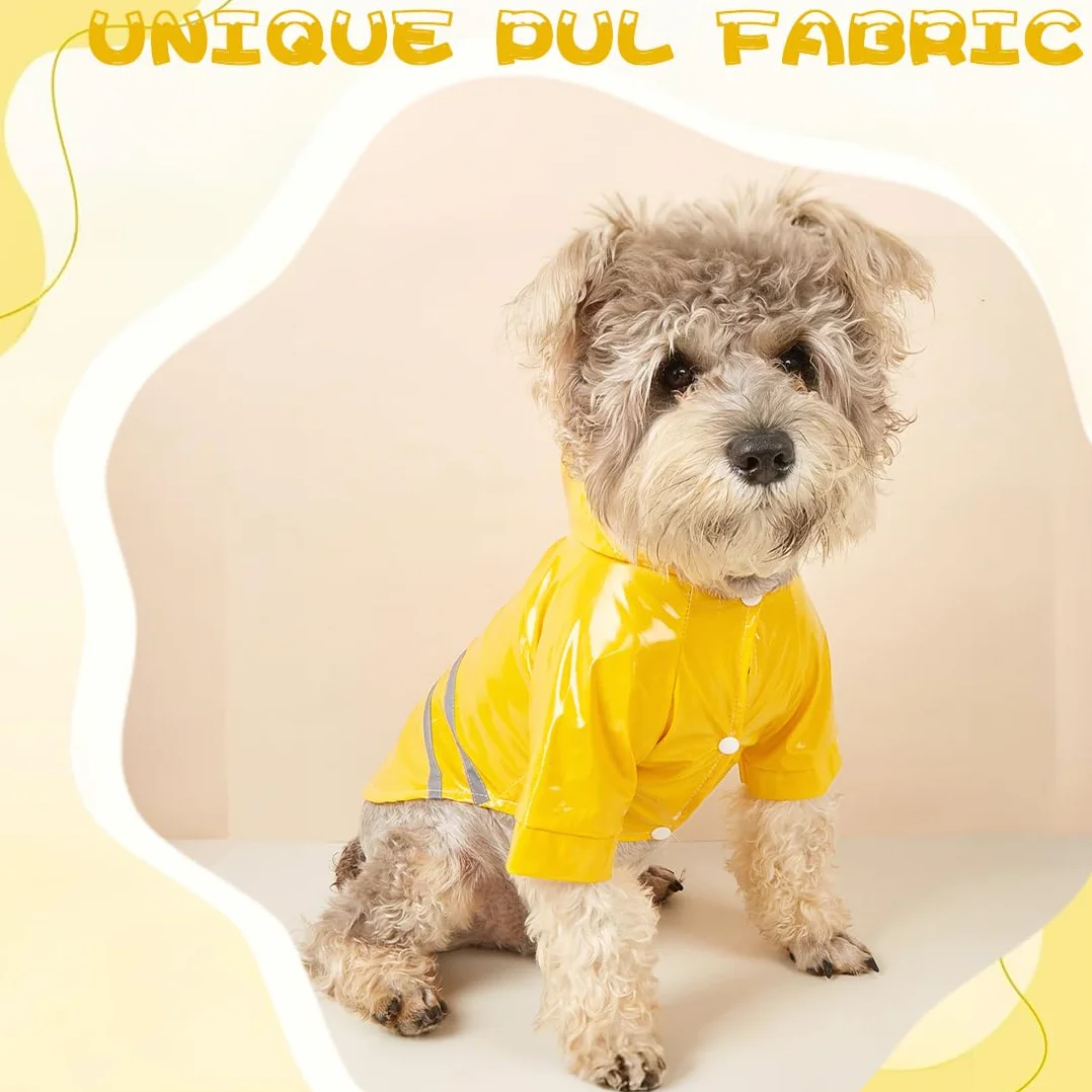 Manteau de Pluie Réfléchissant Imperméable pour Chien avec Capuche, Poncho Léger et Aéré pour Petites et Moyennes Races, Jaune (1.5-2.5 kg)