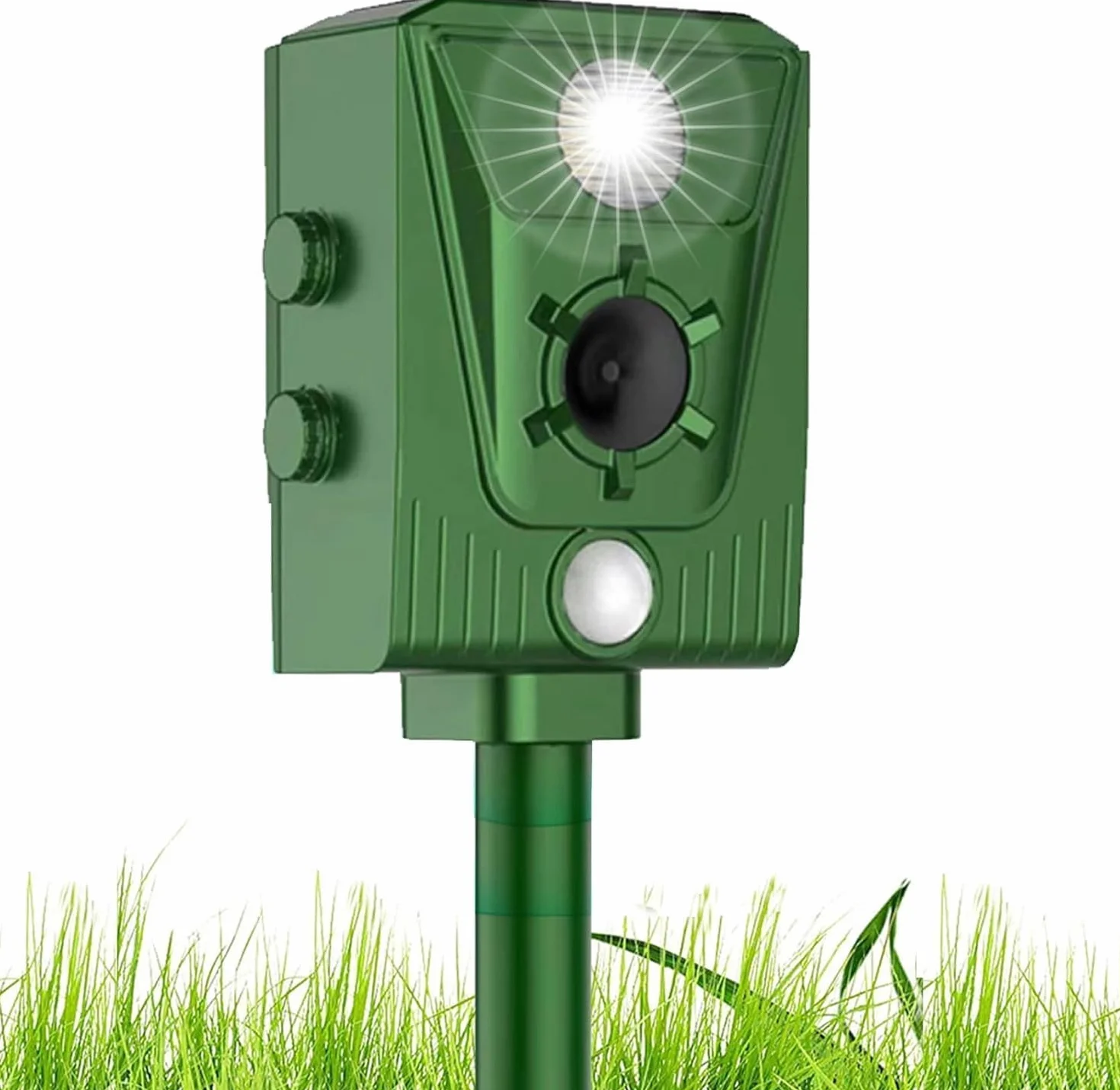 Répulsif ultrasonique solaire pour chat avec lumière LED, fréquence réglable anti oiseaux chiens
