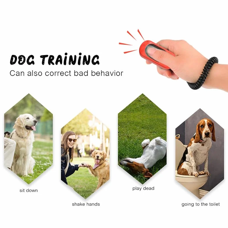 Clicker pour chien, 5, durable, portable, outil d'entraînement interactif avec bout des doigts, clicker d'entraînement avec extension, convient également pour les chats et les chevaux