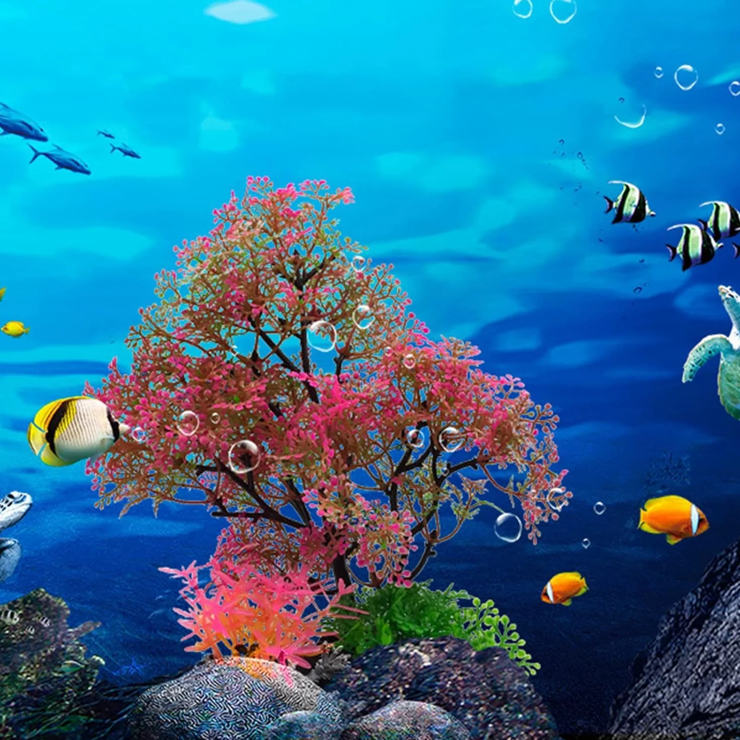 Plante Aquarium Artificielle 25 cm, Décoration Simulation avec Base Epaissie pour Poisson