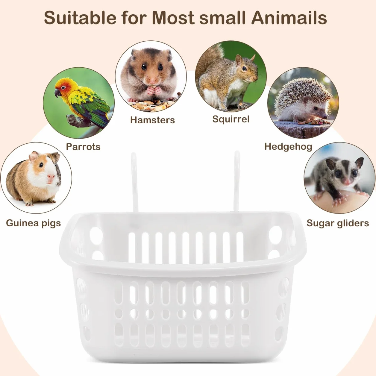 YARNOW Paniers Suspendus Design en Maille Respirante en PP Blanc pour Petits Animaux et Doux Peau Lot de 2 pour Cage de Gerbilles ou Sugar Gliders