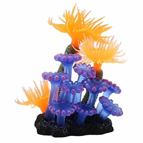 Corail Artificiel Anémone Lumineuse Silicone Décoration Aquarium