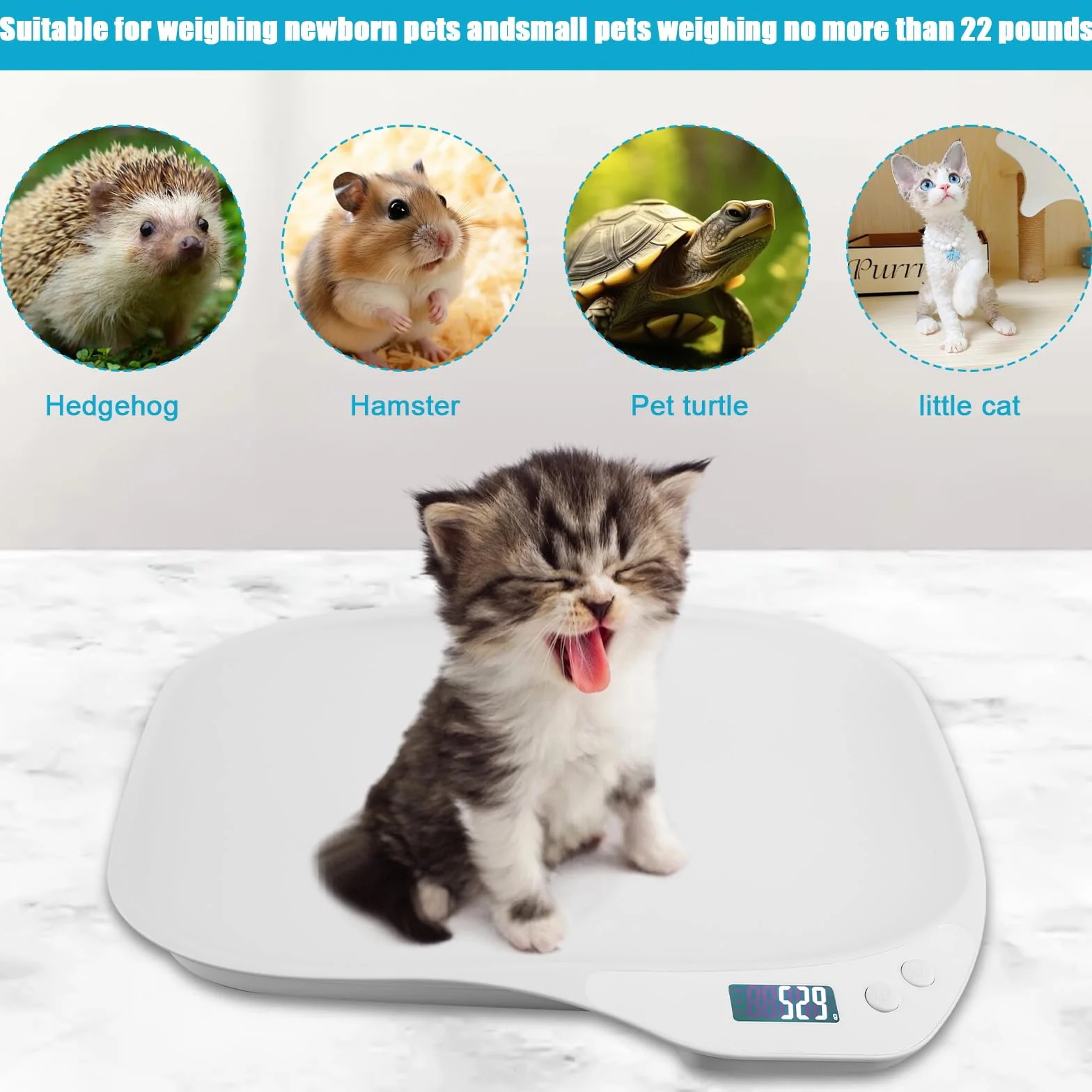 Balance numérique pour petits animaux 15 kg ±1 g avec écran LCD