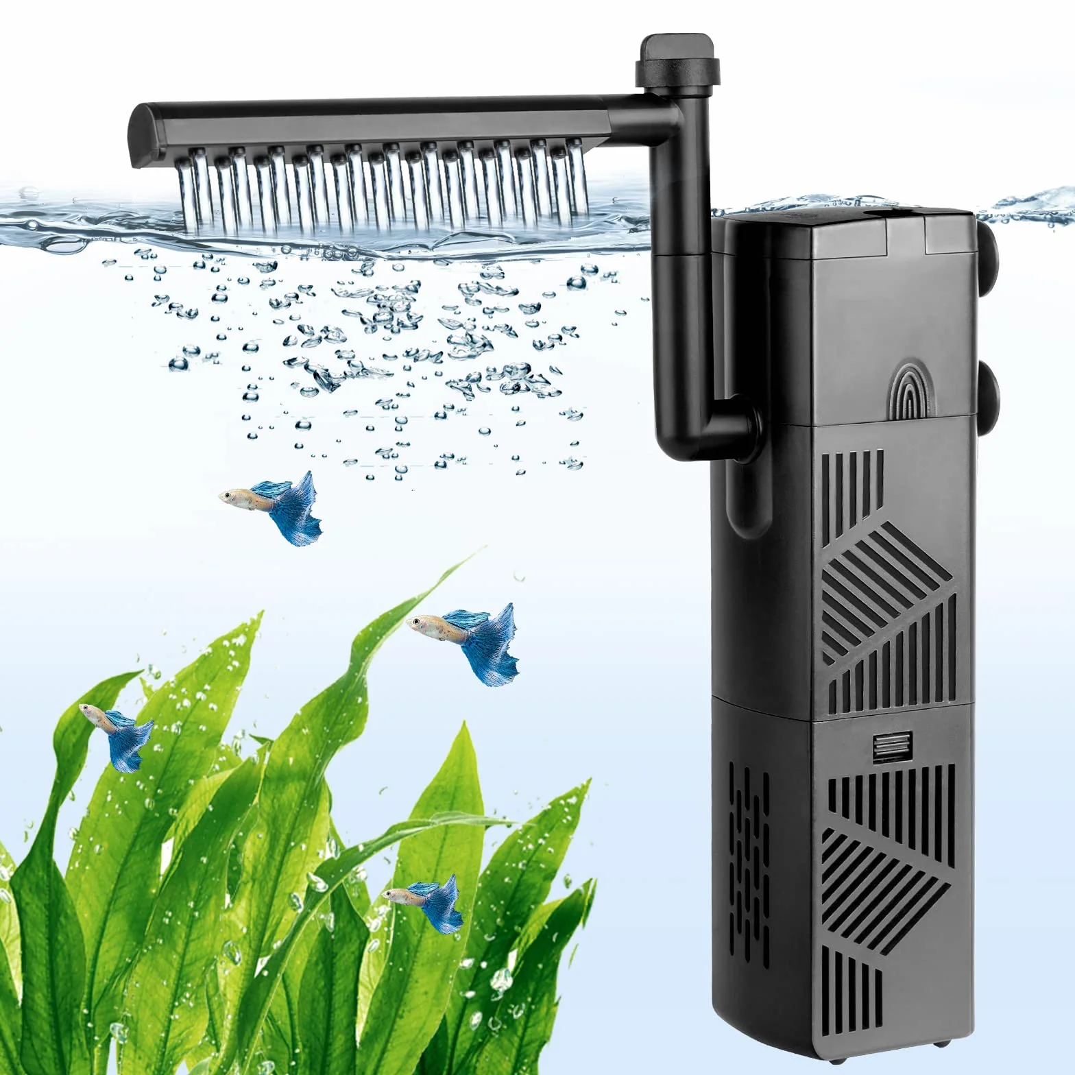 hygger Filtre Interieur Aquarium 600L/H Débit Réglable 10W 60-120L