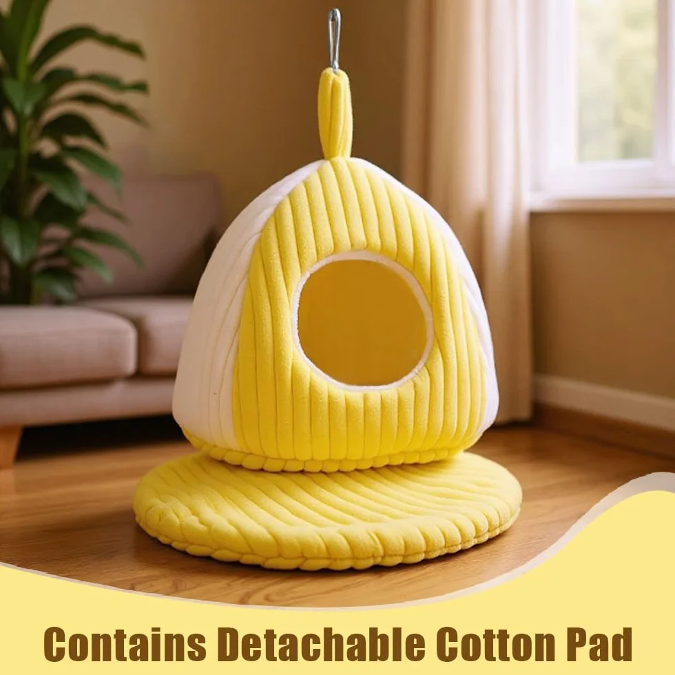 DONGKER Nid d'oiseau chaud pour perroquets avec tapis et anneau de suspension amovible