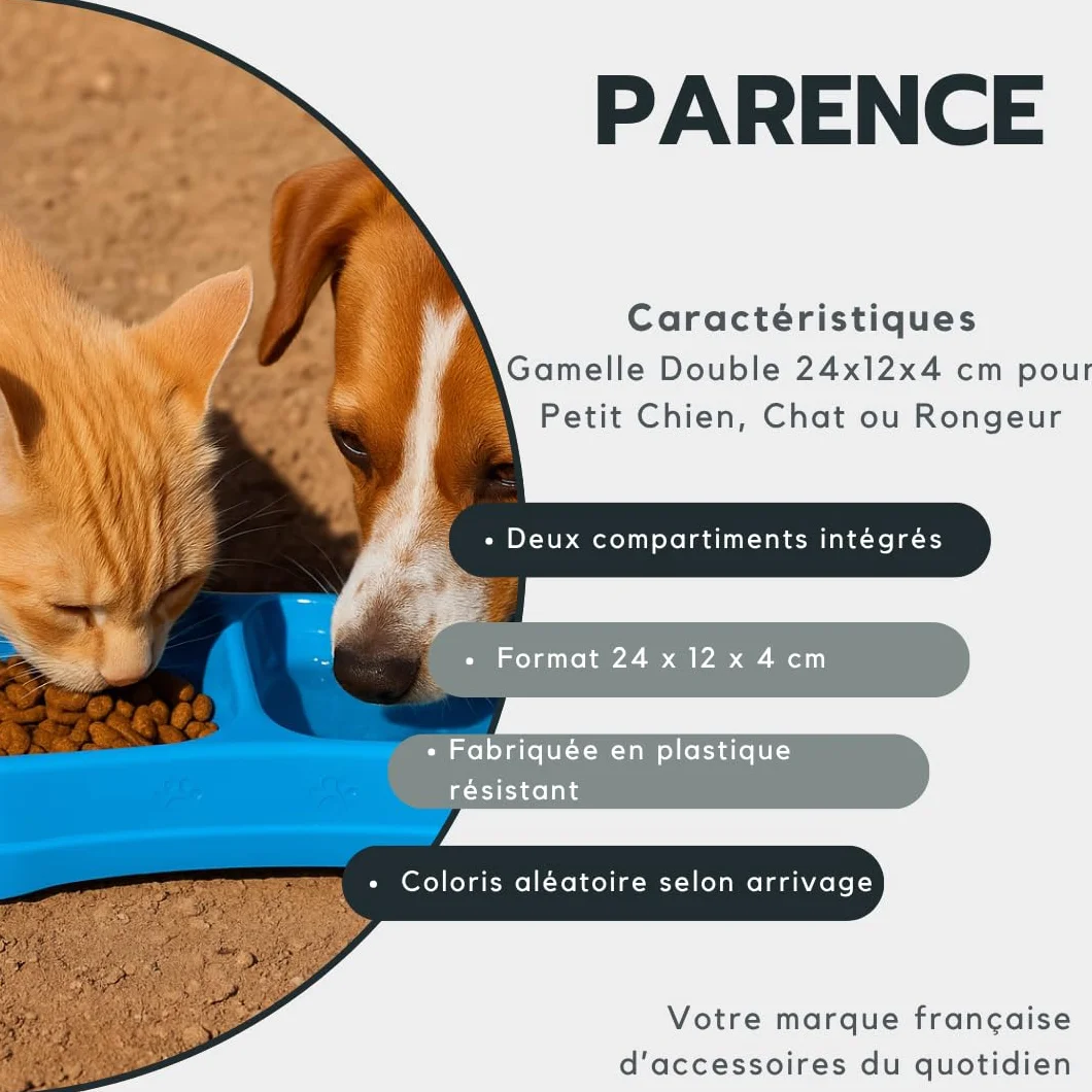 PARENCE Gamelle Double 24x12x4 cm pour Petit Chien