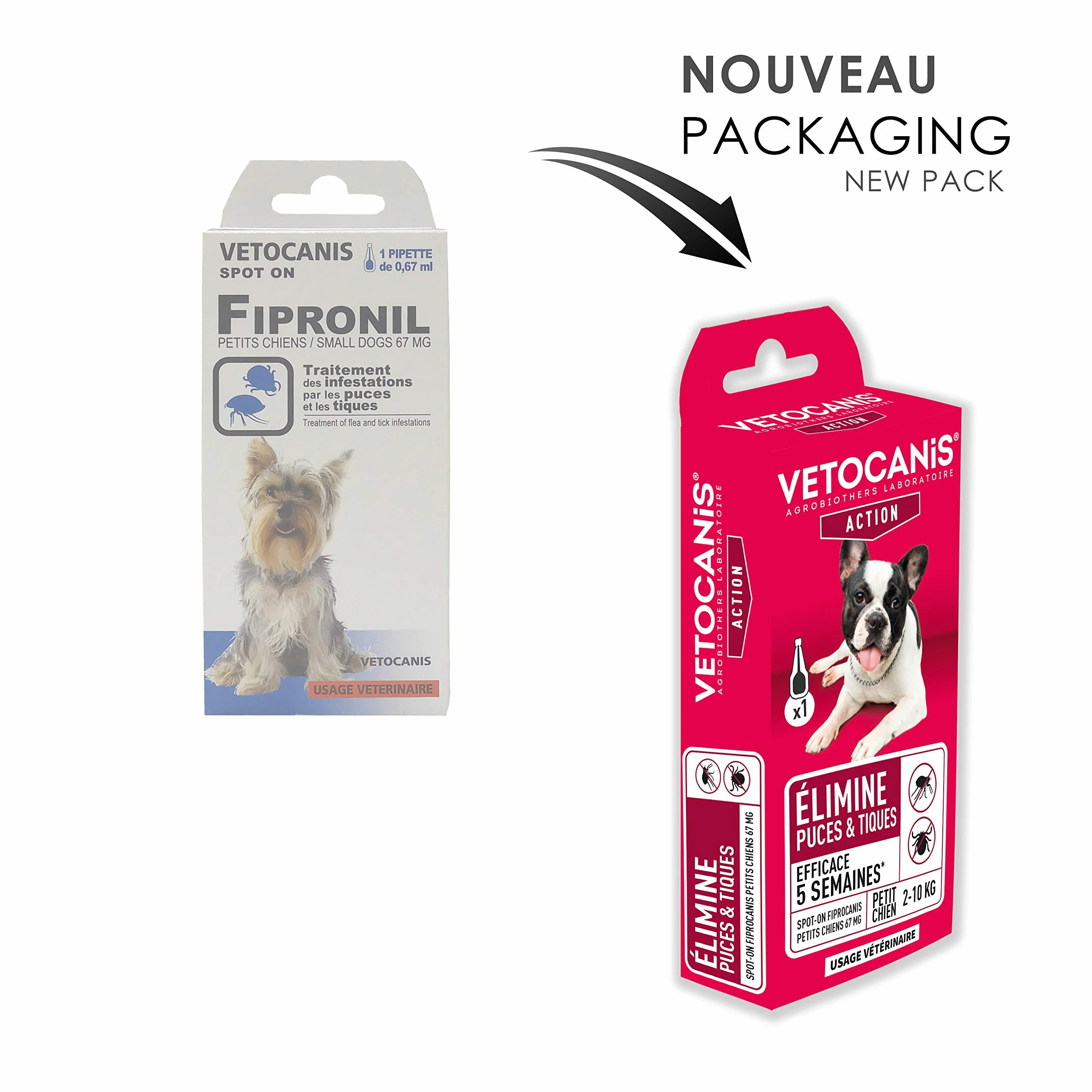 Vétocanis Fiprocanis Pipette Anti-Puces Anti-Tiques Chien 2-10 kg Antiparasitaire