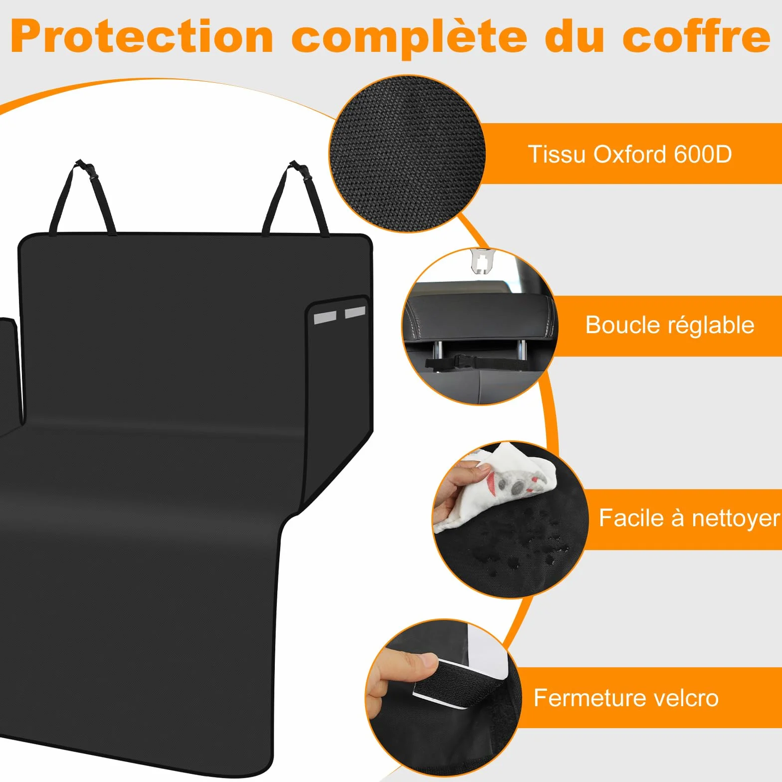 Protection Coffre Voiture Chien Universelle avec Protection Latérale, Housse Imperméable Résistant aux Rayures pour Voiture Camion SUV