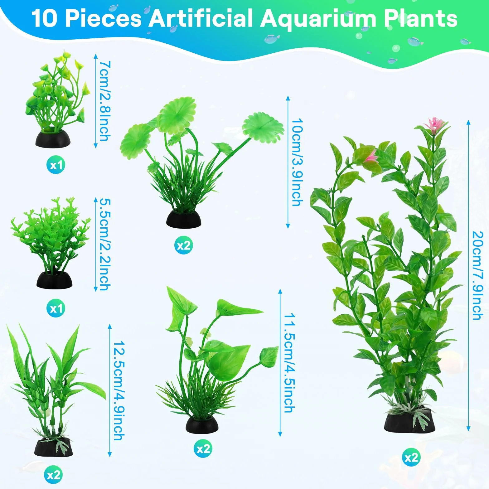 Plante Artificielle Aquarium Decoration 10 Pièces Vert
