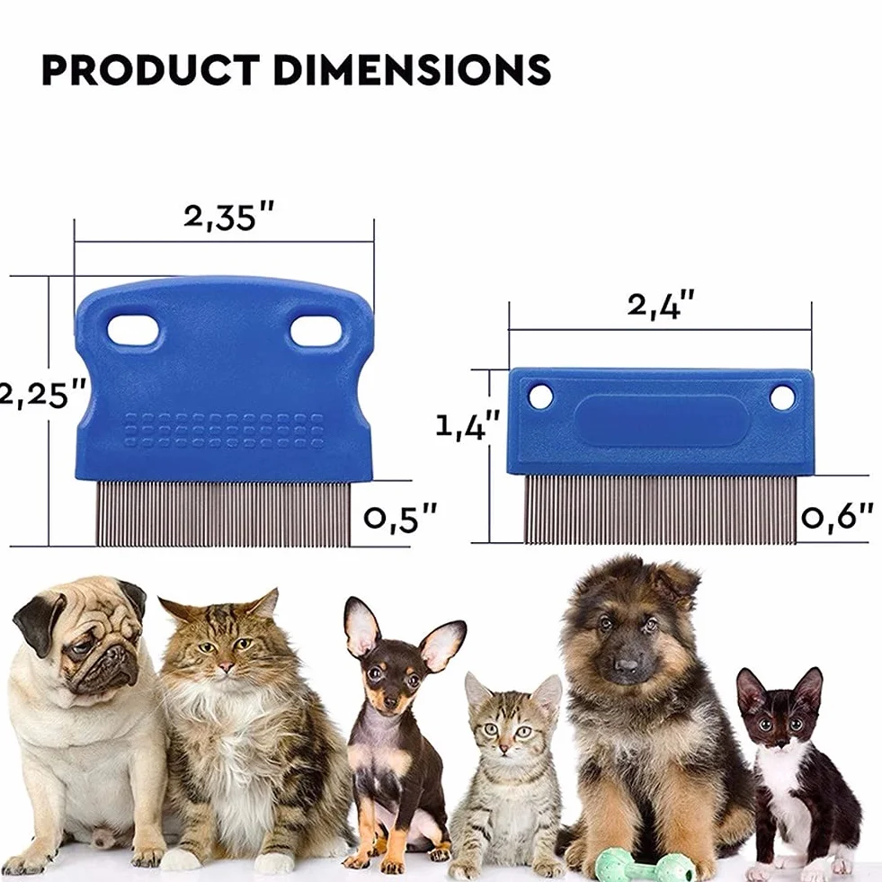 Peignes de toilettage pour chiens et chats Lot de 2 anti-puces