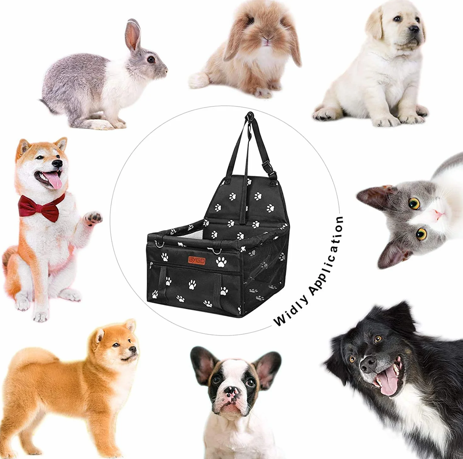 BYGD Siège d'appoint pour Chien avec Tige de Support de nivellement, siège d'auto pour Chien adapté aux Animaux de Petite et Moyenne Taille.