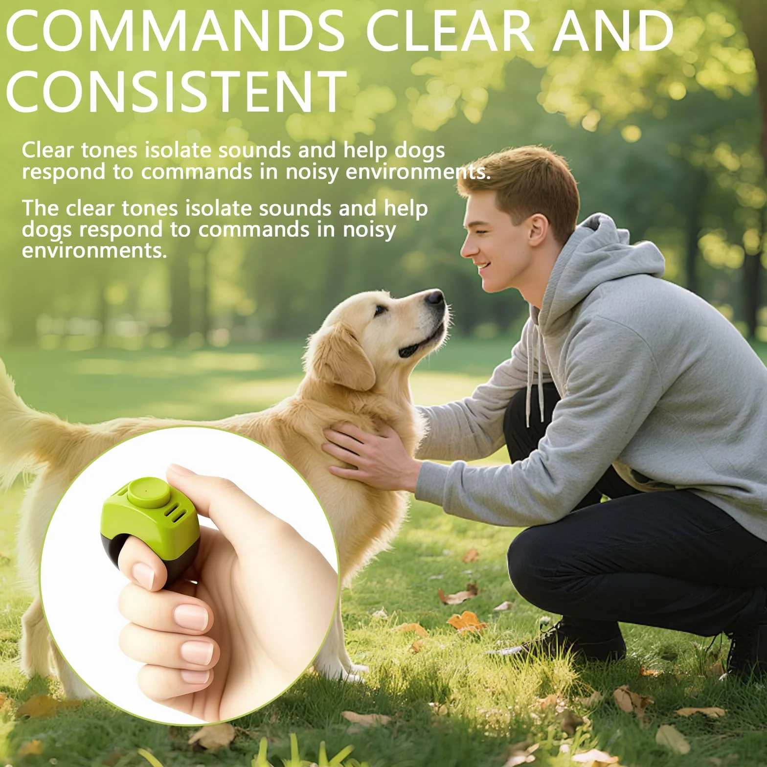 2 Clicker Chien Dressage avec Anneau 19mm/21mm, Clicker pour Chien en Vert & Gris, Clicker Chien pour Dressage Chiot, Éducation & Rappel