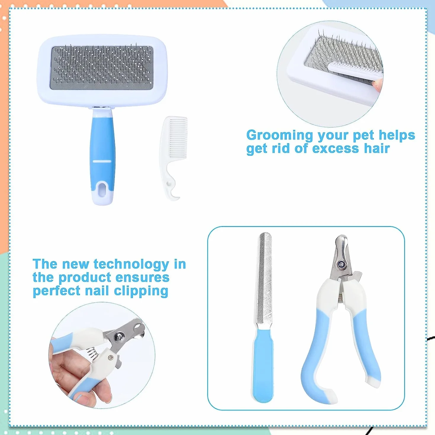 Kit d'entretien pour lapins coupe-ongles tondeuse épilateur lime peigne à puces shampoing brosse multifonction