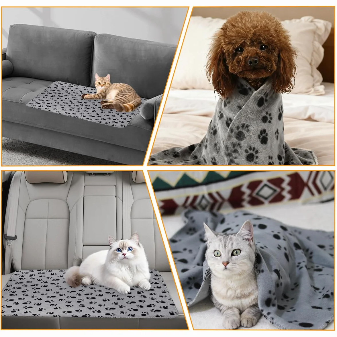Plaid Chien 60x70 cm Double Face Couverture Animaux Lavable Universelle pour Petite et Moyenne Taille Chiens et Chats