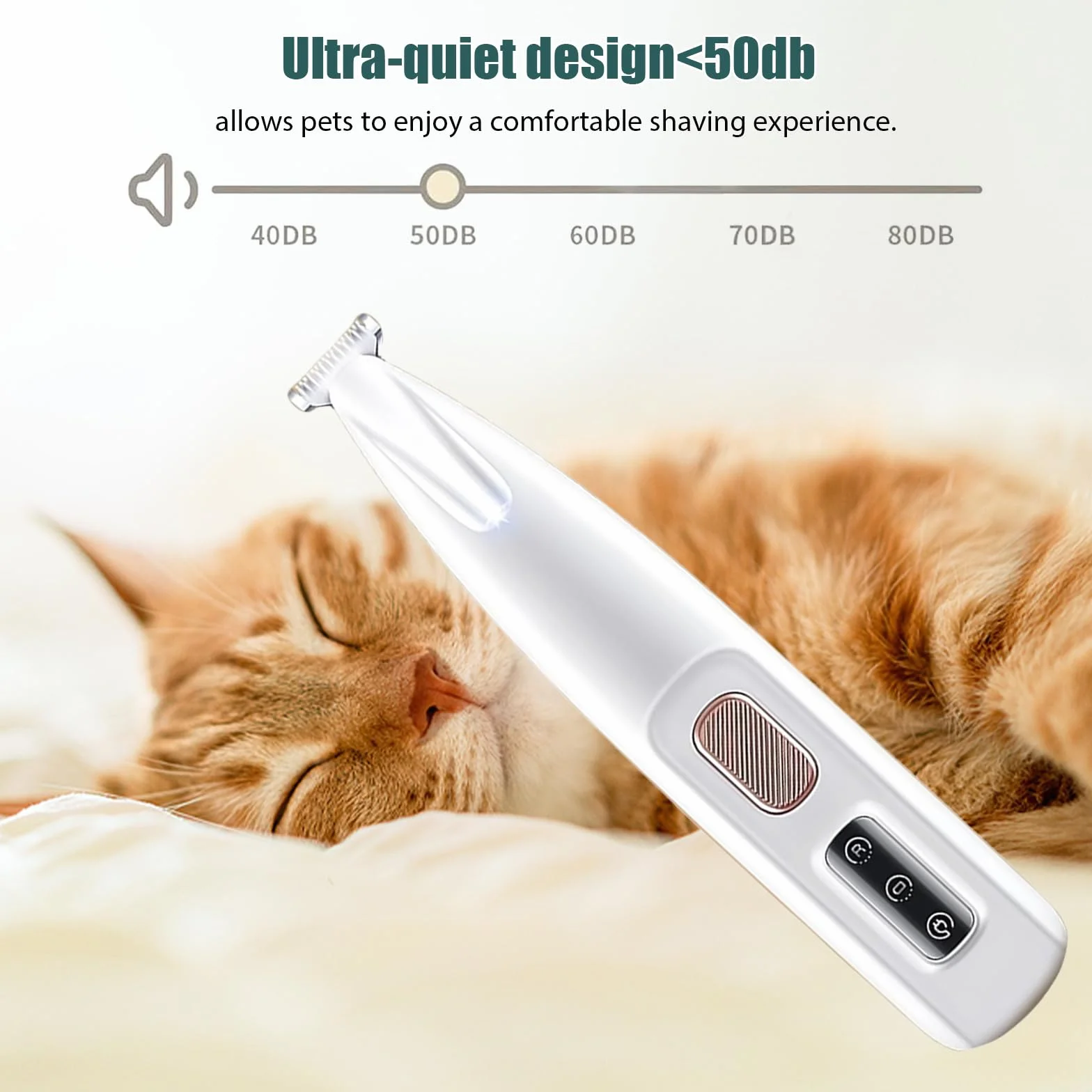 Tondeuse Chat Professionnelle Silencieuse IPX7 Sans Fil Rechargeable USB 3 en 1 pour Chat et Chien
