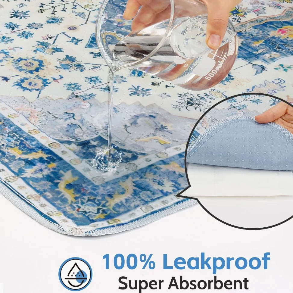 Lot de 2 tapis hygiéniques lavables pour chiens, tapis d'entraînement réutilisables pour chiot, 121,9 x 81,3 cm, super absorbants, imperméables, tapis de propreté antidérapants, tapis de litière pour